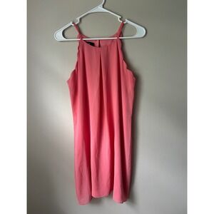 Coral Dress Scalloped Halter  Mini Party Cocktail  Women's Slip Feminine Size M